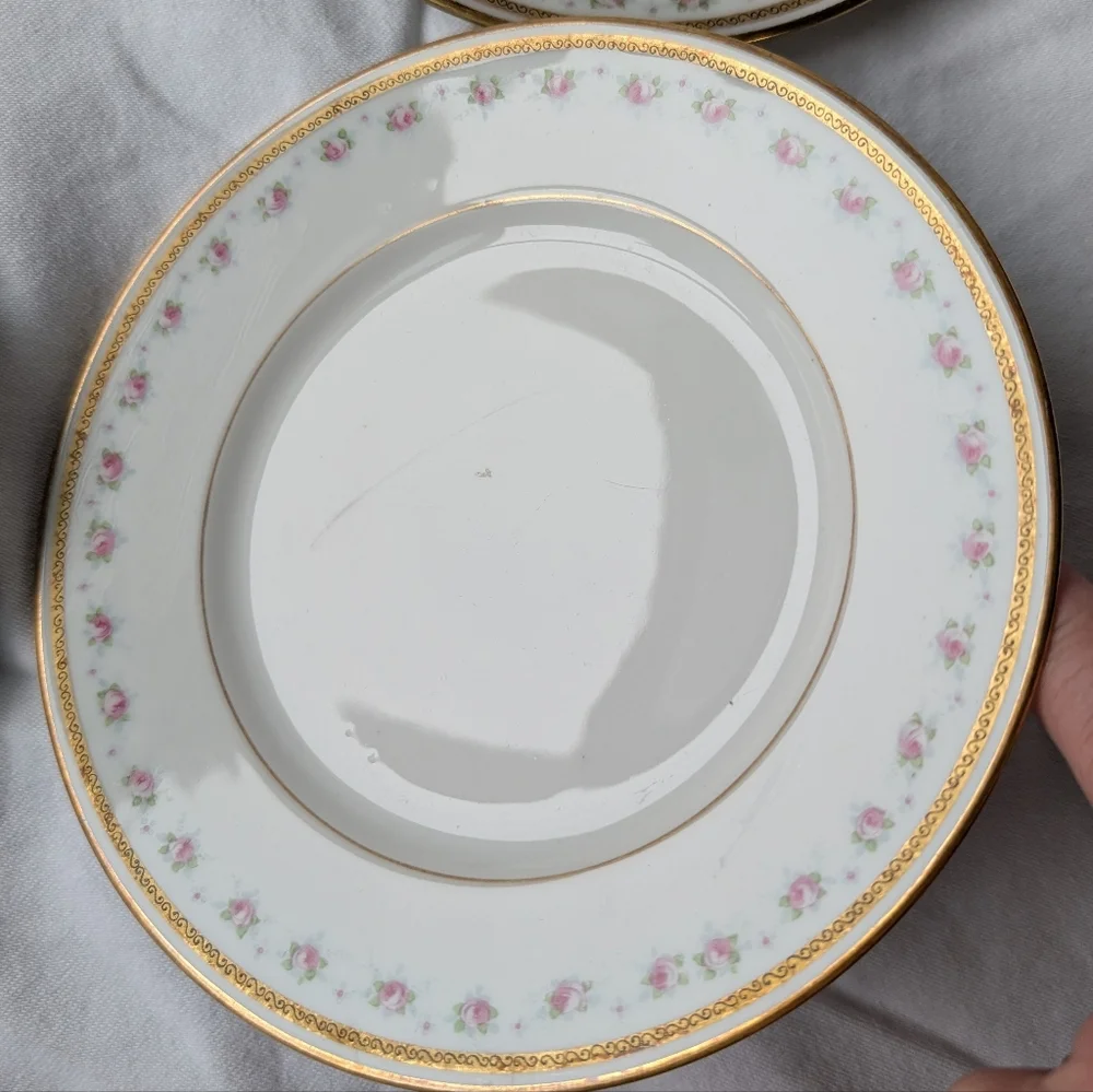 Limoges W.M. Guerin France Pink Floral Gold Detail Porcelain Plates Vintage - 4